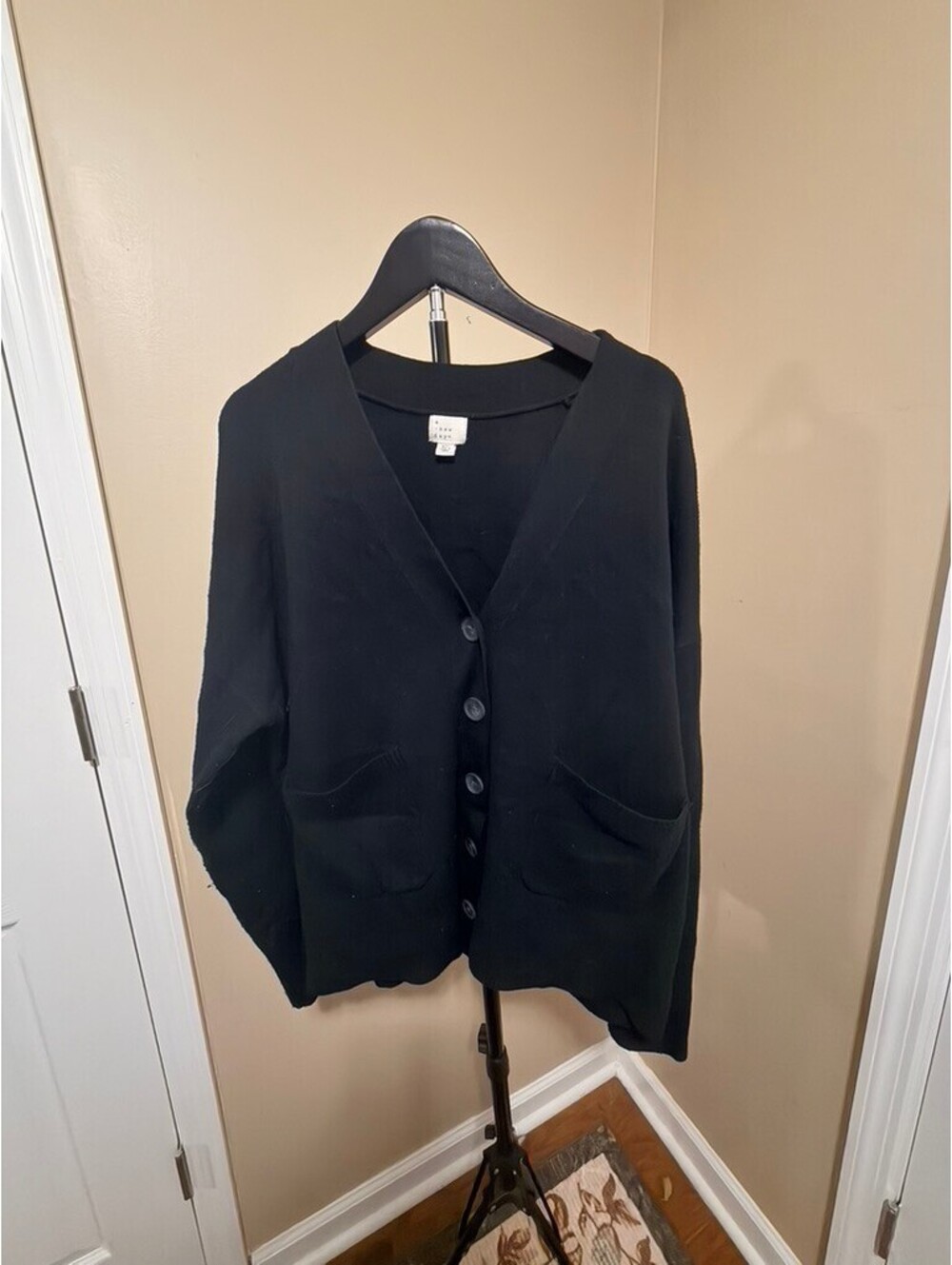 A New Day Black Button Front Cardigan Size XXL